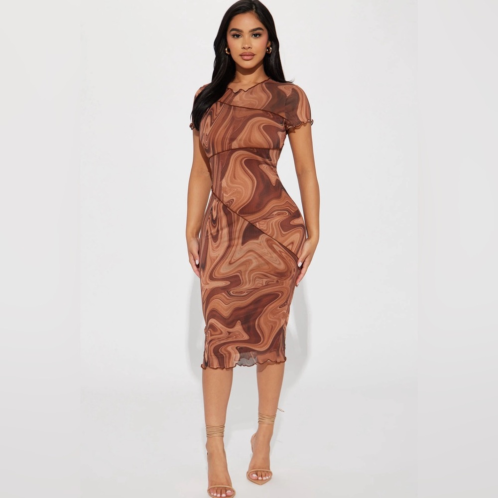 NWT brown mesh dress 1X